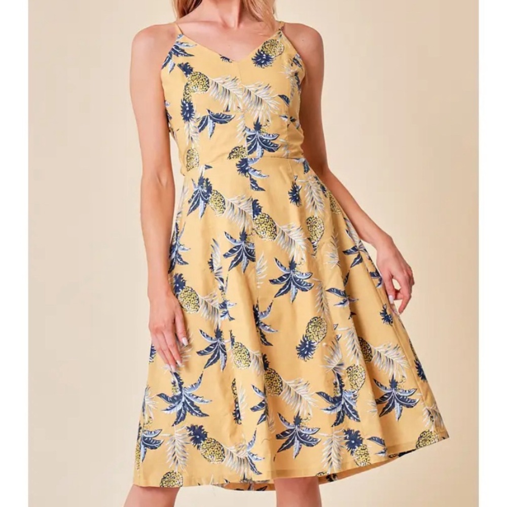 Pineapple Palm Summer Dress Size S